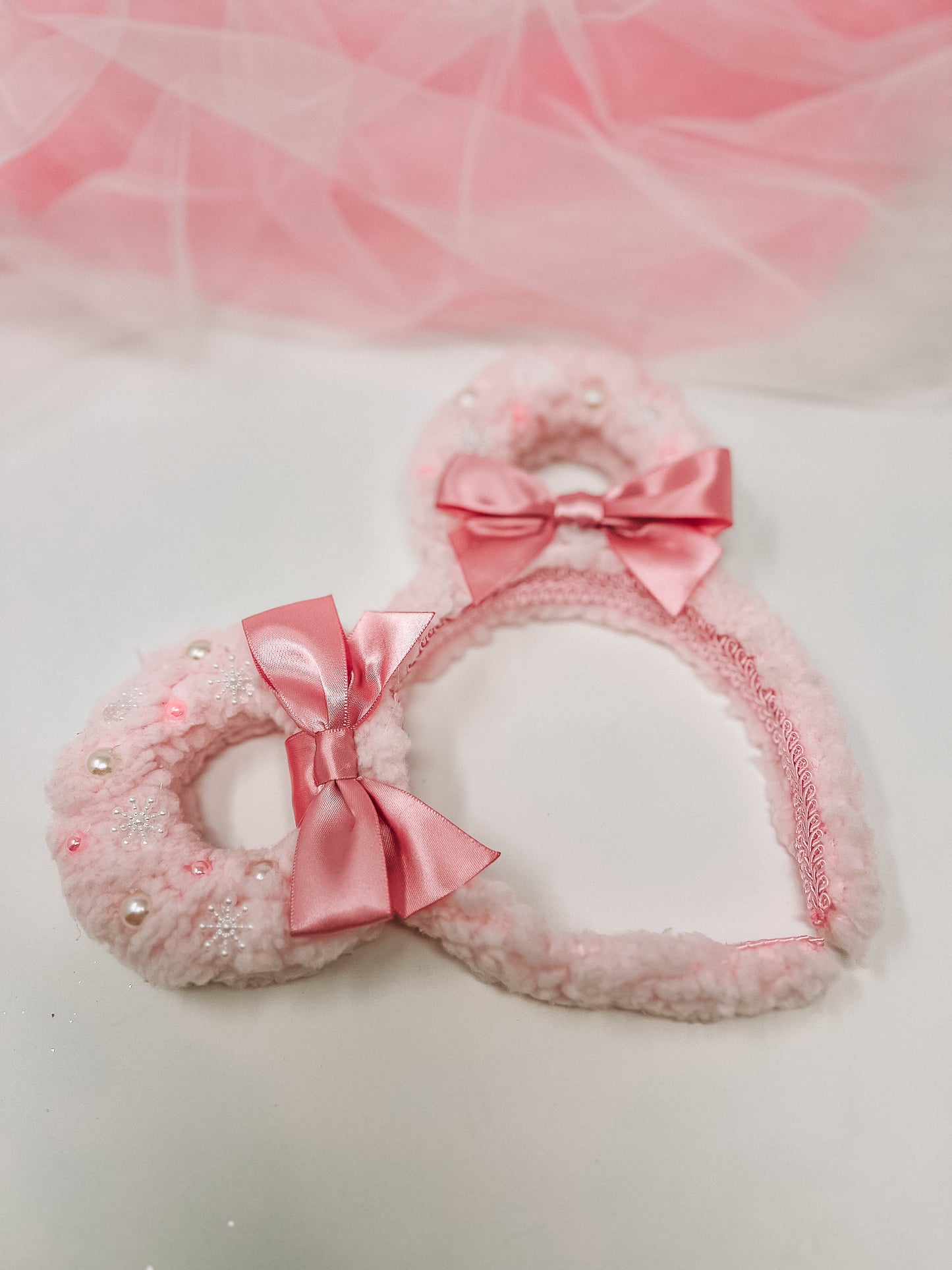 Pink Christmas Wreath Ears