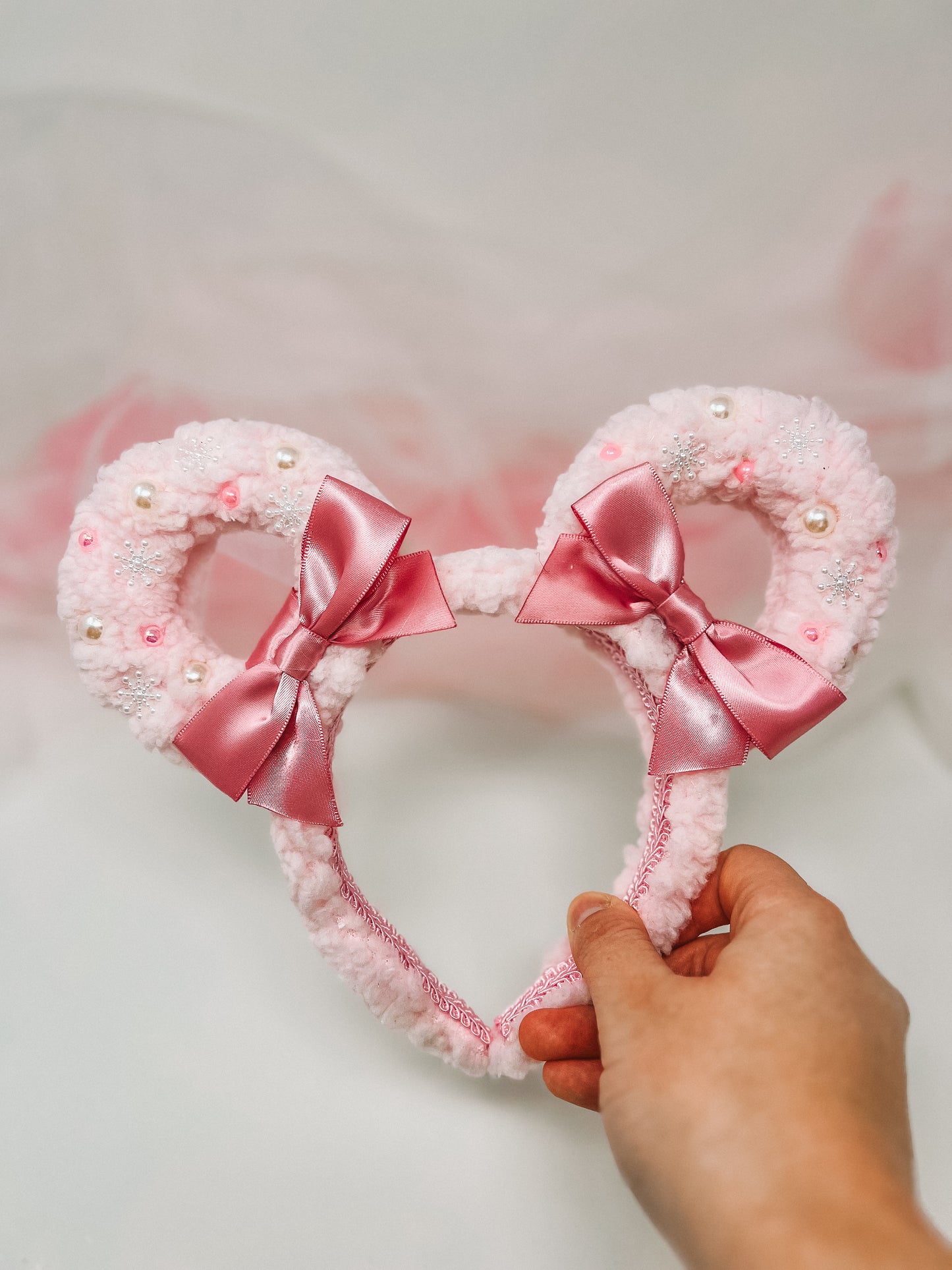 Pink Christmas Wreath Ears